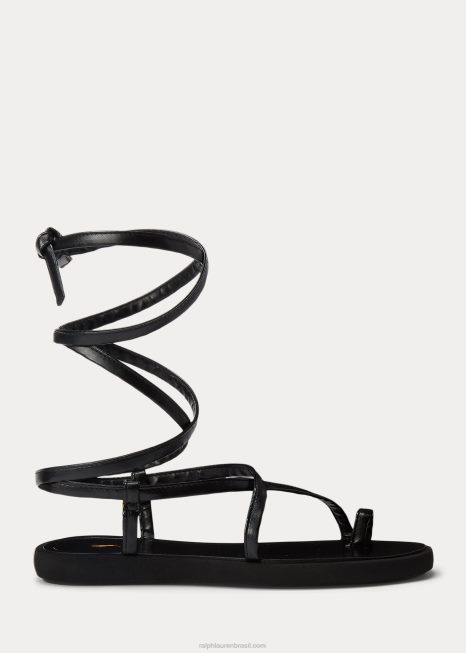 sandália com cadarço BD6J4964 mulheres Ralph Lauren preto