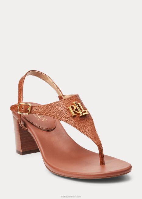 sandália de couro caída westcott ii BD6J5008 mulheres Ralph Lauren bronzeado profundo