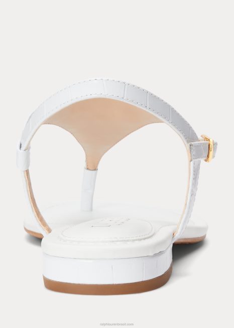 sandália de couro com relevo ellington BD6J9599 mulheres Ralph Lauren rl branco