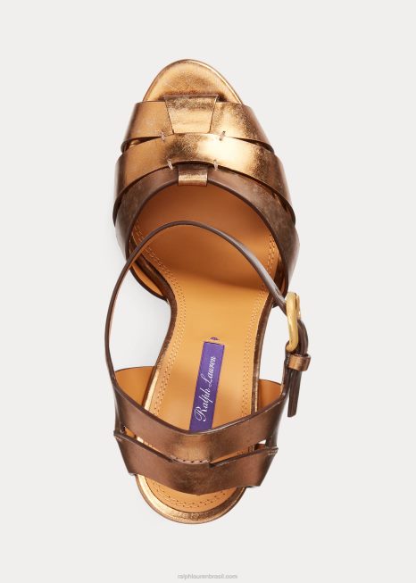 sandália de couro de bezerro callahan BD6J9657 mulheres Ralph Lauren bronze