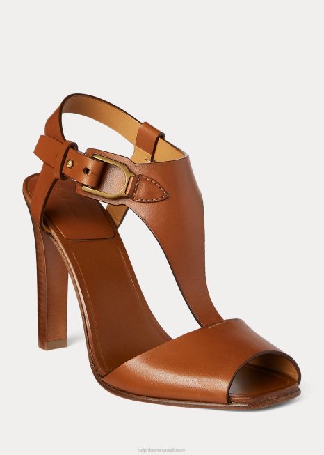 sandália de couro de bezerro emilie welington BD6J9647 mulheres Ralph Lauren rl ouro