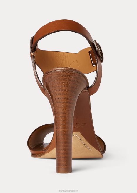 sandália de couro de bezerro emilie welington BD6J9647 mulheres Ralph Lauren rl ouro