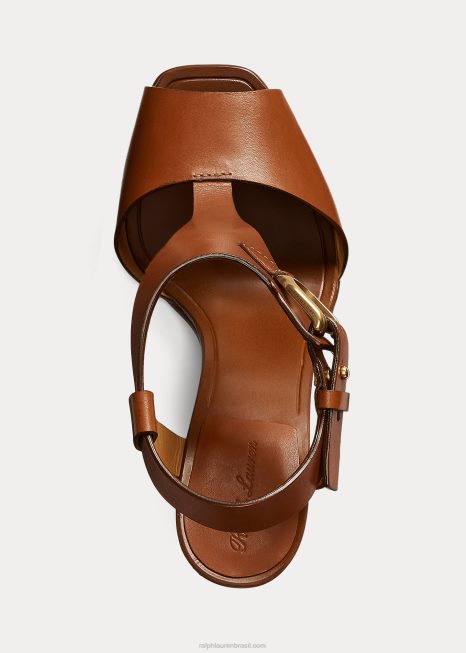sandália de couro de bezerro emilie welington BD6J9647 mulheres Ralph Lauren rl ouro