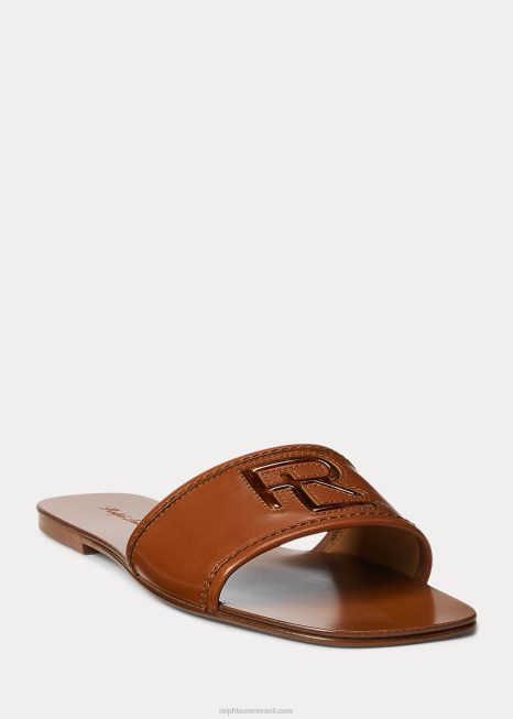 sandália de couro de bezerro polido andela BD6J4981 mulheres Ralph Lauren rl dourado/marrom multi
