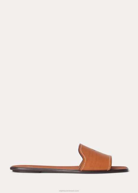 sandália de couro vachetta BD6J4968 mulheres Ralph Lauren cuoio