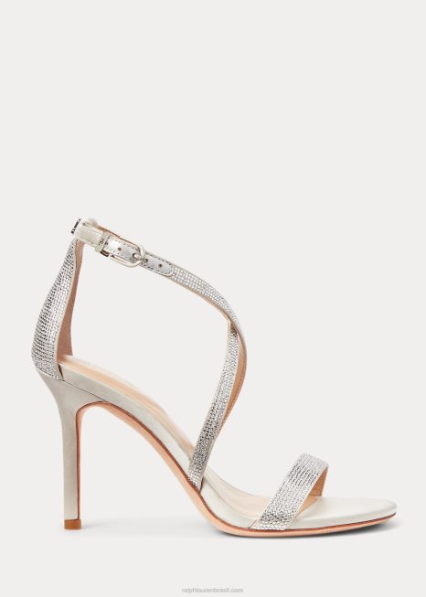 sandália gabriele cetim e cristal BD6J5003 mulheres Ralph Lauren prata/cristal