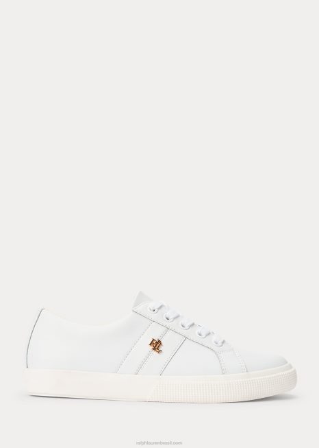 tênis de couro janson ii action BD6J5092 mulheres Ralph Lauren rl branco
