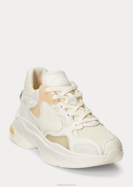 tênis de tecnologia de logotipo BD6J9623 mulheres Ralph Lauren creme guia