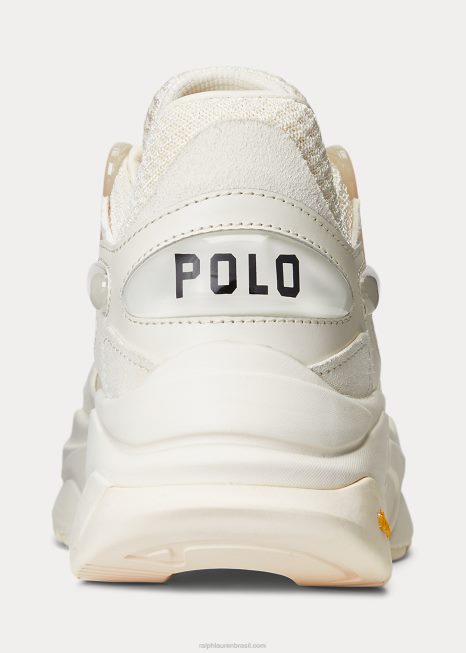 tênis de tecnologia de logotipo BD6J9623 mulheres Ralph Lauren creme guia