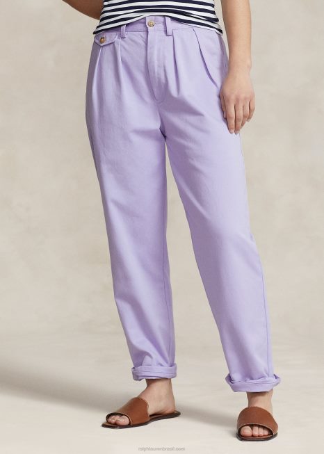 Whitman Calça chino plissada de ajuste relaxado BD6J88 unissex Ralph Lauren céu lavanda