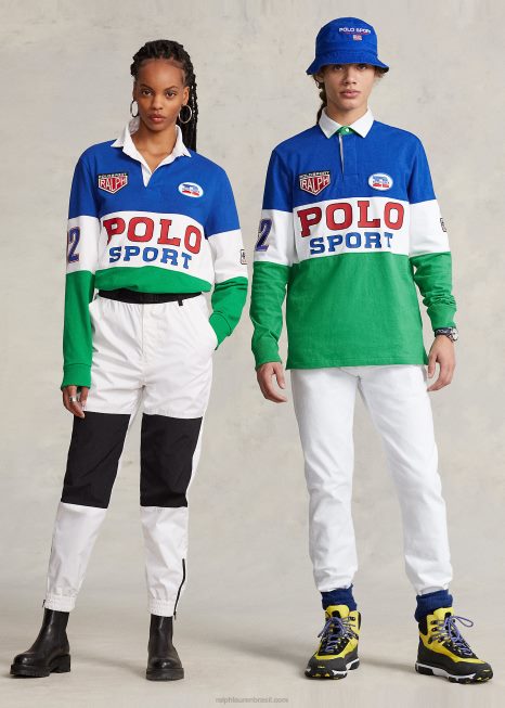 camisa de rugby esporte polo de ajuste clássico BD6J1166 unissex Ralph Lauren haste multi