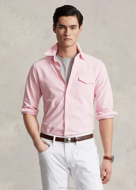 camisa oxford de ajuste personalizado BD6J936 unissex Ralph Lauren nova rosa
