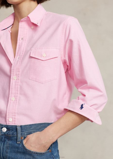 camisa oxford de ajuste personalizado BD6J936 unissex Ralph Lauren nova rosa