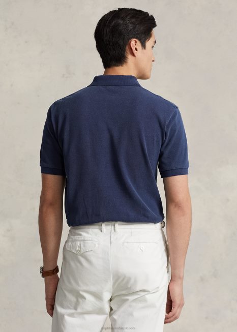 camisa polo de malha de ajuste original BD6J3403 unissex Ralph Lauren marinha de newport