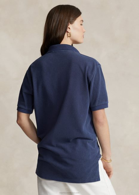 camisa polo de malha de ajuste original BD6J3403 unissex Ralph Lauren marinha de newport