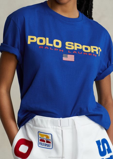 camiseta esportiva polo fit clássica BD6J3415 unissex Ralph Lauren estrela de safira