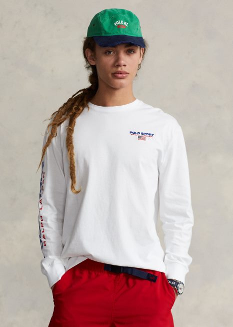 camiseta esportiva polo fit clássica BD6J454 unissex Ralph Lauren branco