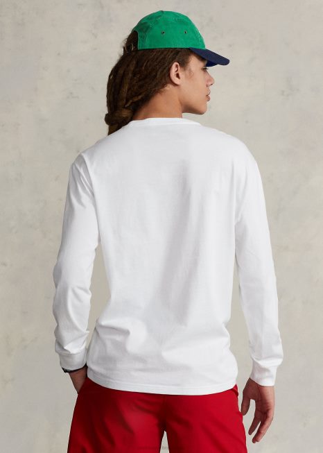 camiseta esportiva polo fit clássica BD6J454 unissex Ralph Lauren branco