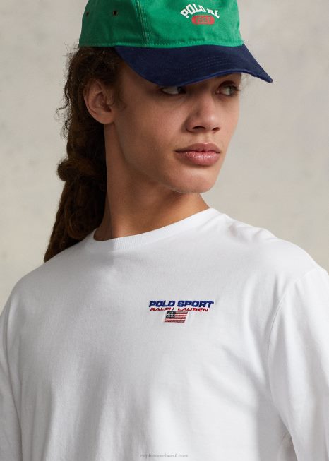 camiseta esportiva polo fit clássica BD6J454 unissex Ralph Lauren branco