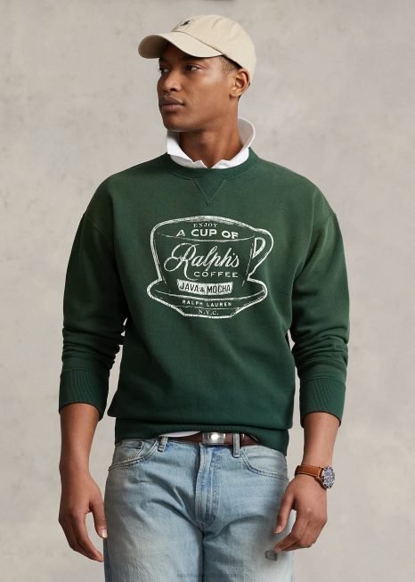 moletom gola redonda café BD6J449 unissex Ralph Lauren verde