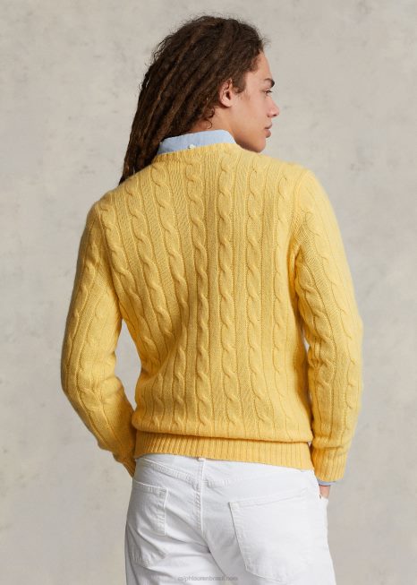 o icônico suéter de cashmere tricotado BD6J3397 unissex Ralph Lauren cair amarelo