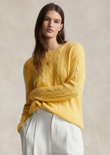 o icônico suéter de cashmere tricotado BD6J3397 unissex Ralph Lauren cair amarelo