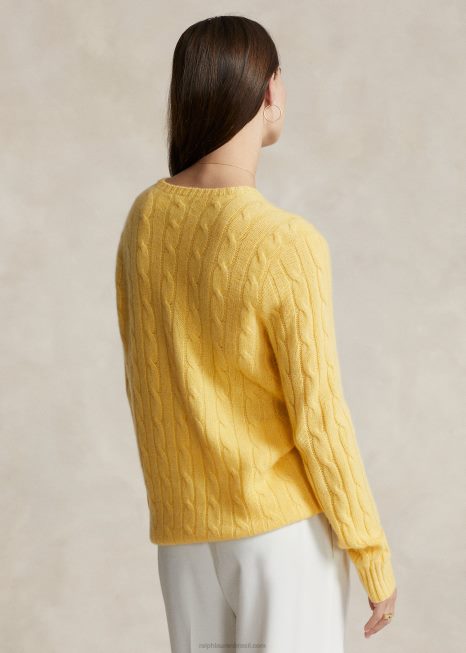 o icônico suéter de cashmere tricotado BD6J3397 unissex Ralph Lauren cair amarelo