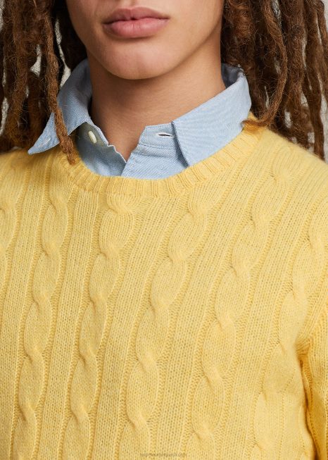 o icônico suéter de cashmere tricotado BD6J3397 unissex Ralph Lauren cair amarelo